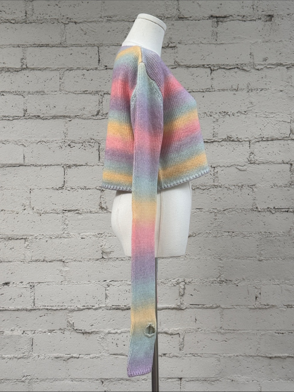 Dolls Kill Sugar Thrillz Rainbow Sadie Hawkins Striped Sweater Size M - Picture 2 of 11